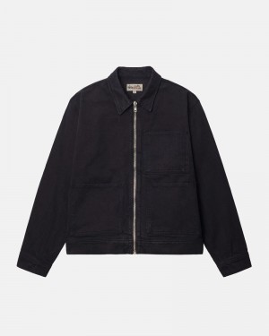 Stüssy Zip Arbets Overdyed Jacka Svarta | Sverige 865IAYUQN