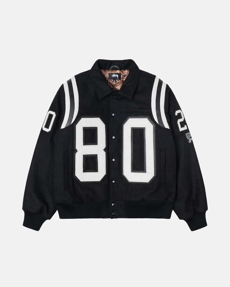 Stüssy 80 Ull Varsity Jacka Svarta | Sverige 045WCAENF