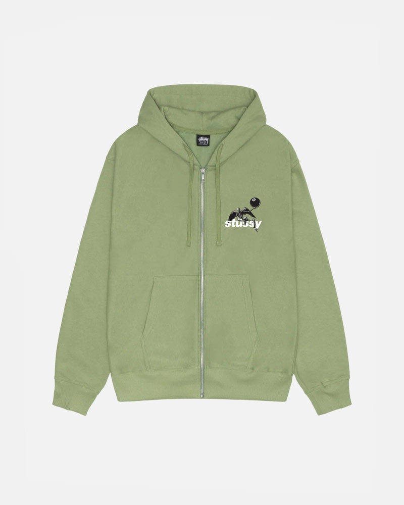 Stüssy Apocalypse Zip Moss Hoodie Gröna | Sverige 648VGNZEL