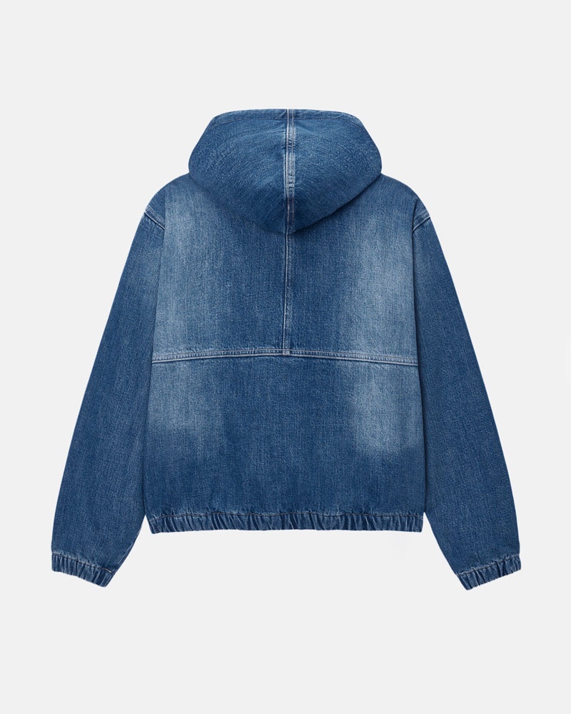 Stüssy Arbets Denim Sherpa Jacka Blå | Sverige 071CYDBXR