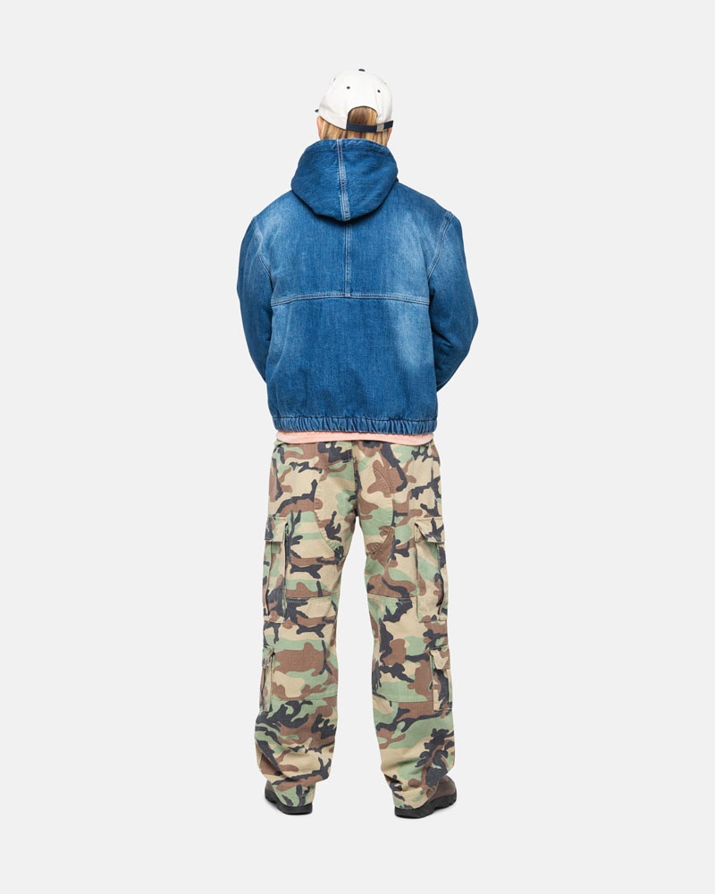 Stüssy Arbets Denim Sherpa Jacka Blå | Sverige 071CYDBXR