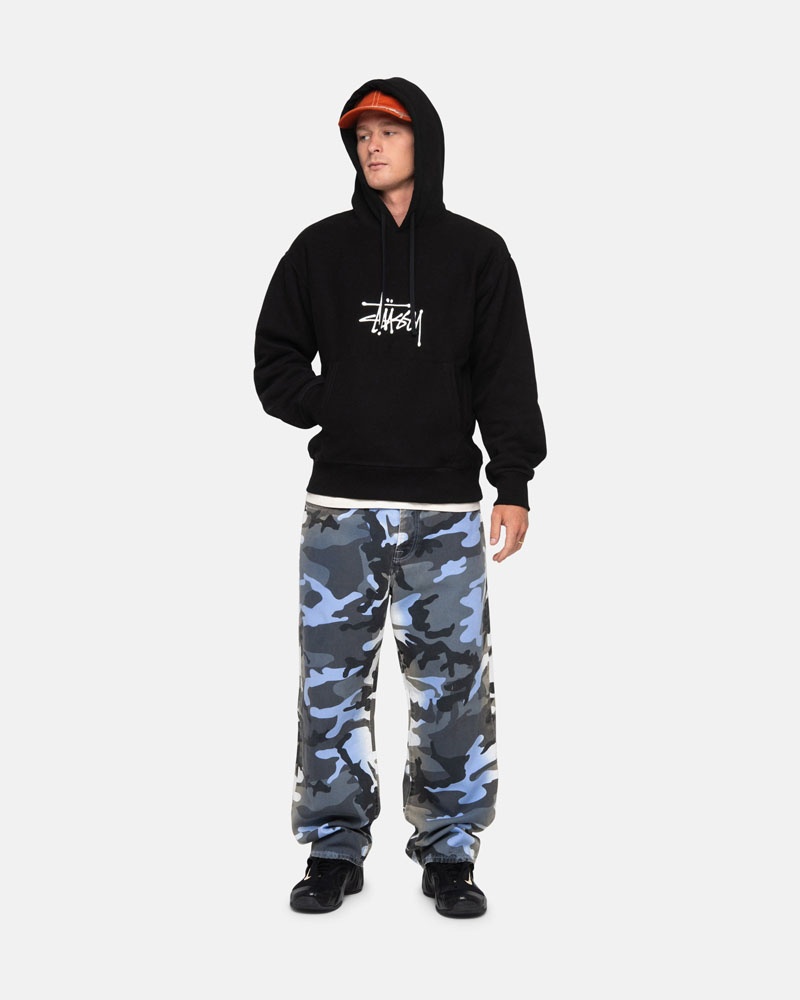 Stüssy Basic Applique Hoodie Svarta | Sverige 862AJKSRE