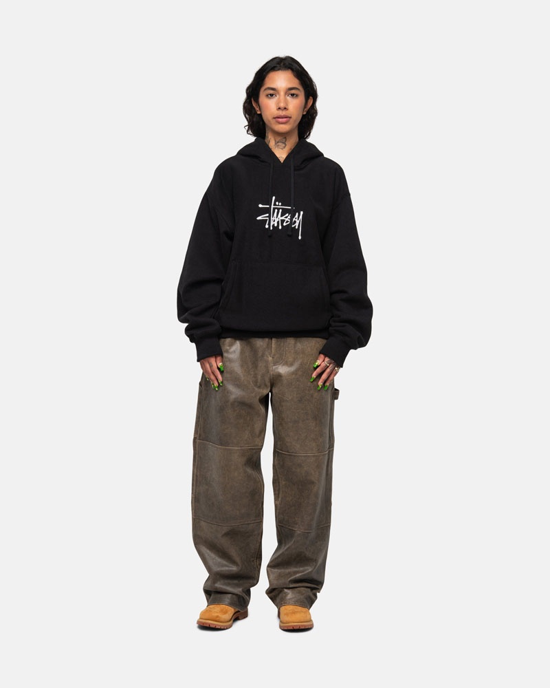 Stüssy Basic Applique Hoodie Svarta | Sverige 862AJKSRE