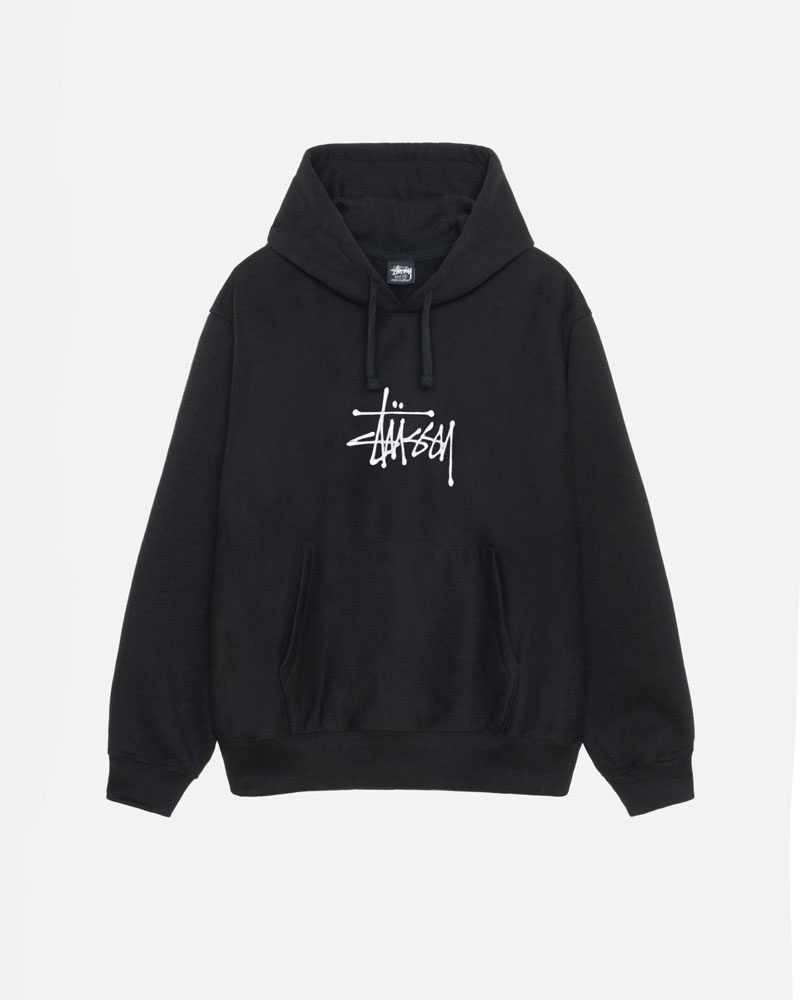 Stüssy Basic Applique Hoodie Svarta | Sverige 862AJKSRE