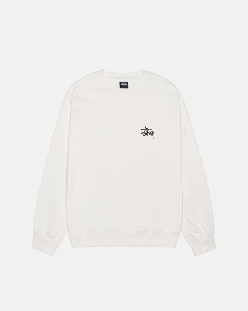 Stüssy Basic Crew Pigment Dyed Sweatshirt Beige | Sverige 516ZGMAJI