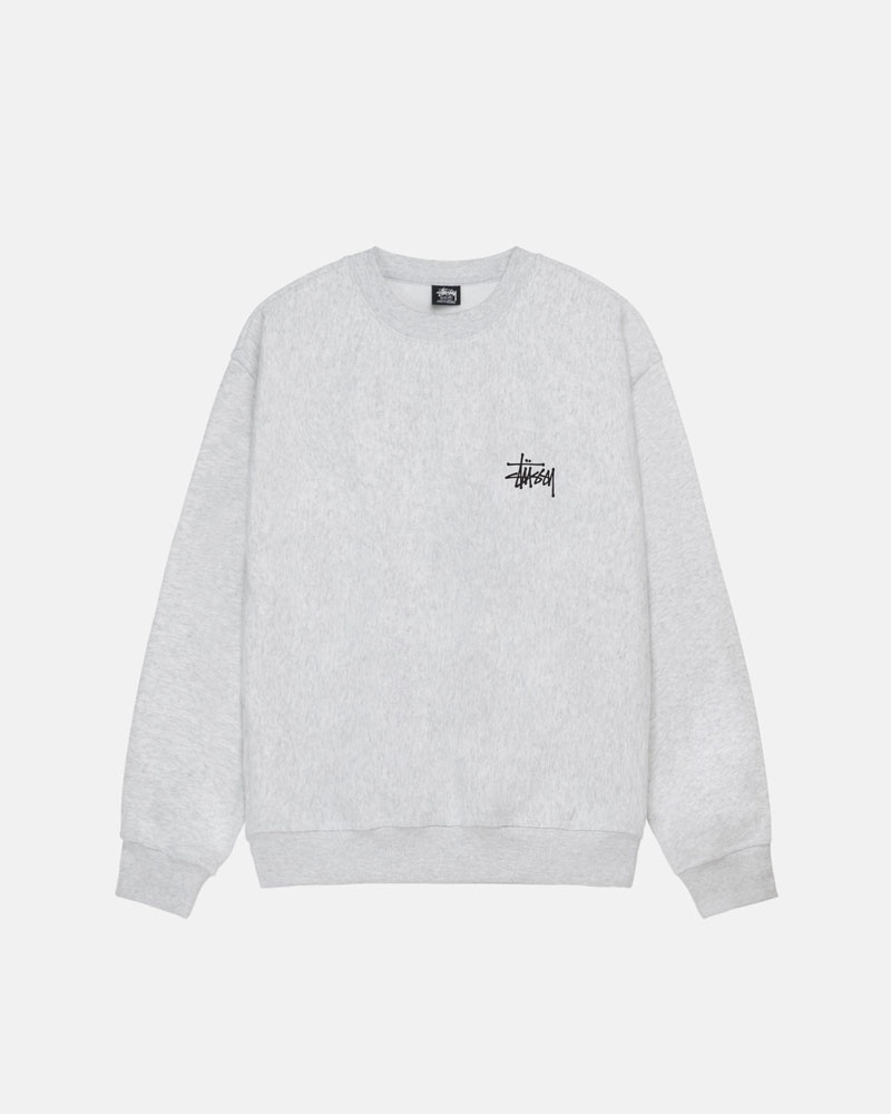 Stüssy Basic Crew Sweatshirt Grå | Sverige 078ASOXPM