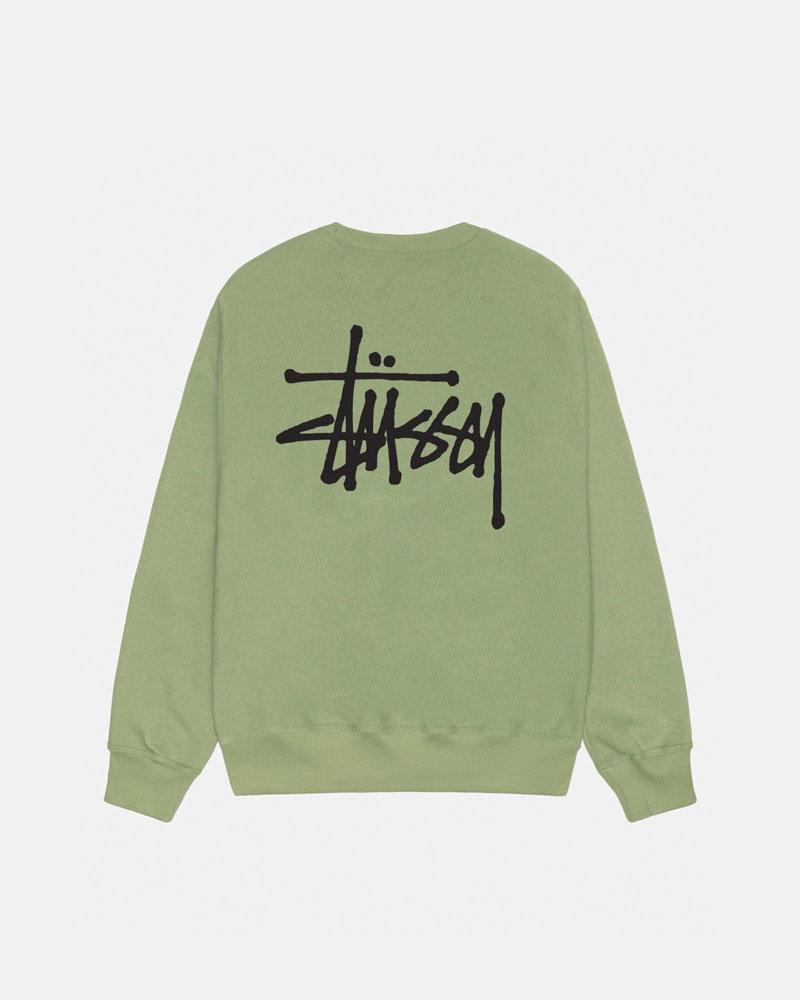 Stüssy Basic Crew Sweatshirt Gröna | Sverige 695OMELTU