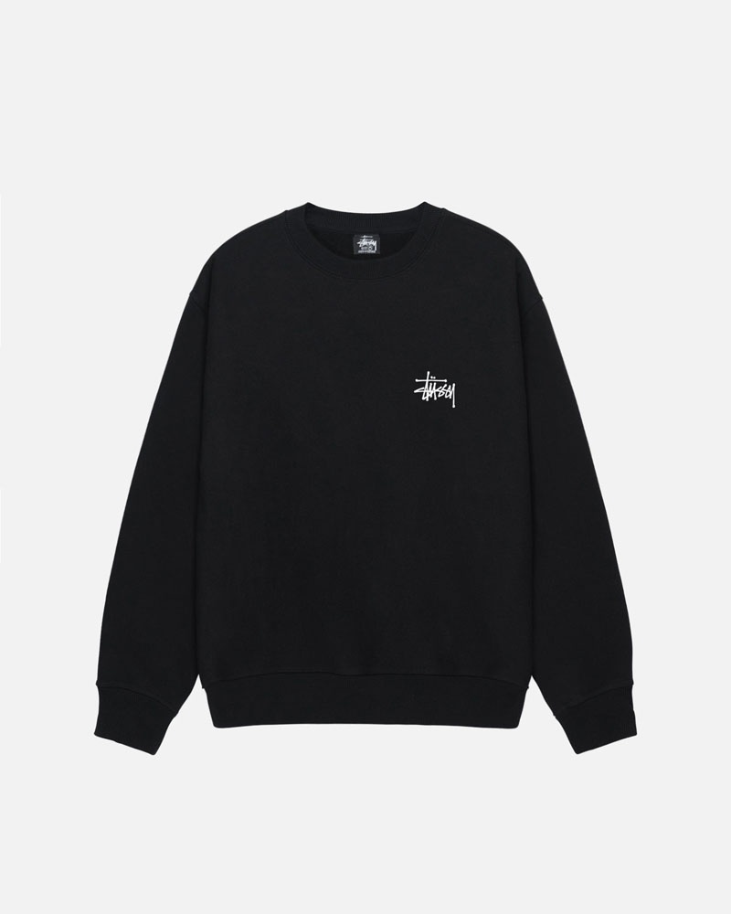 Stüssy Basic Crew Sweatshirt Svarta | Sverige 728MROBJI