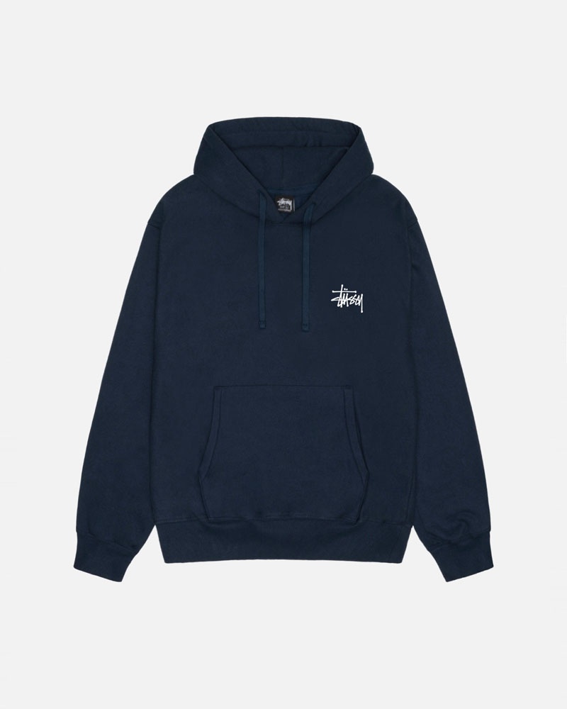 Stüssy Basic Hoodie Marinblå | Sverige 610DTQPYE