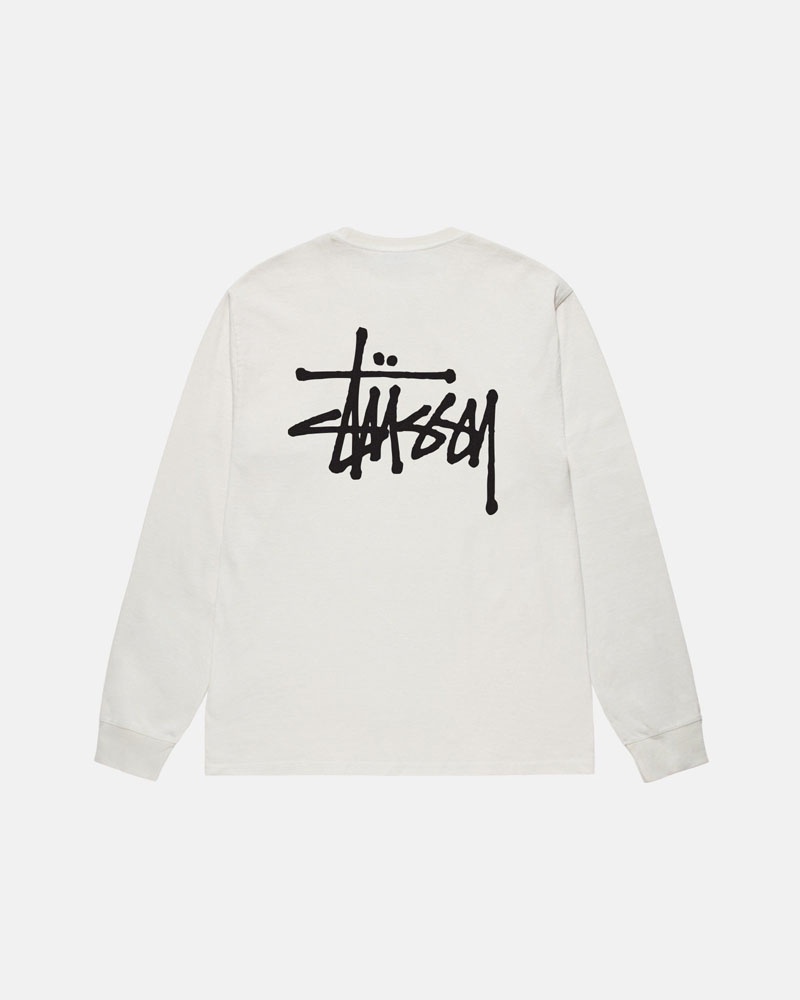 Stüssy Basic LS Pigment Dyed T-shirt Beige | Sverige 712IHJSCU