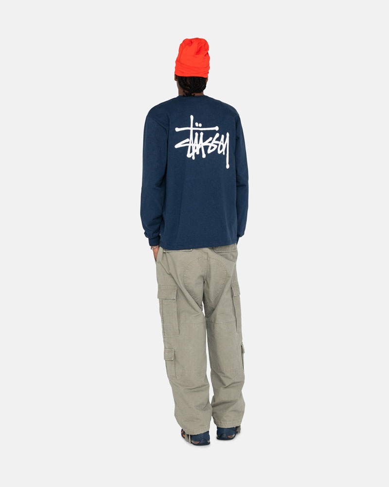 Stüssy Basic LS T-shirt Marinblå | Sverige 510RYCXIF