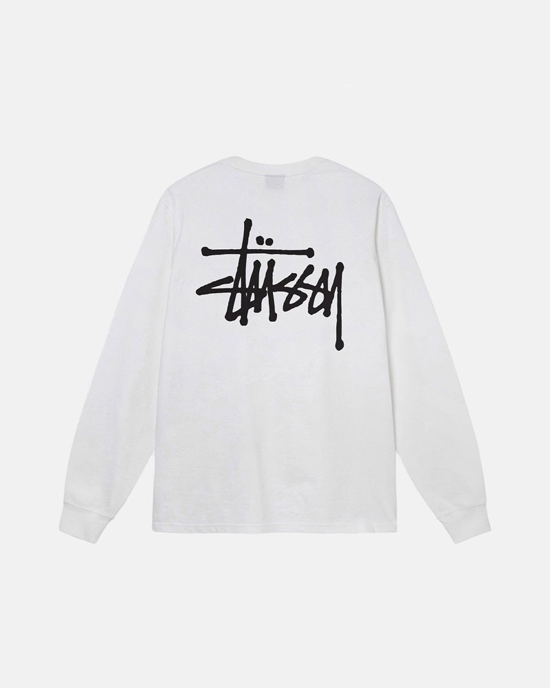 Stüssy Basic LS T-shirt Vita | Sverige 081UAGMVE