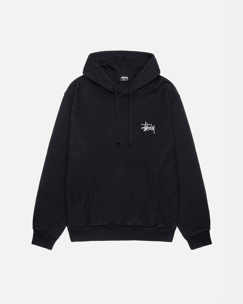 Stüssy Basic Pigment Dyed Hoodie Svarta | Sverige 578YGBVPX