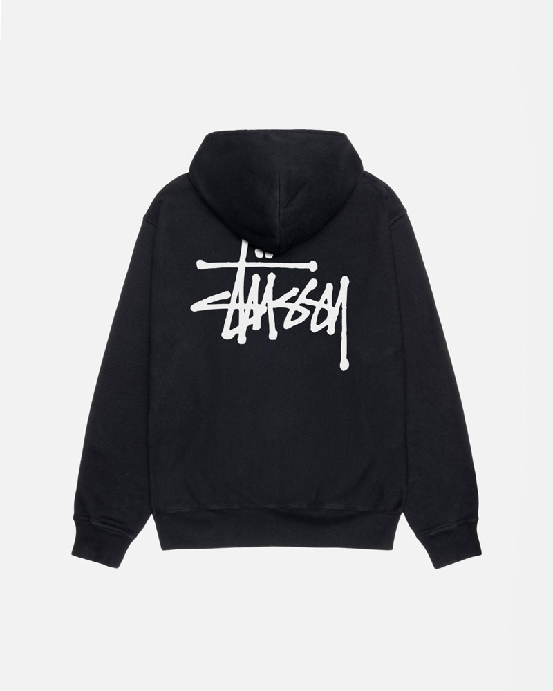 Stüssy Basic Pigment Dyed Hoodie Svarta | Sverige 578YGBVPX