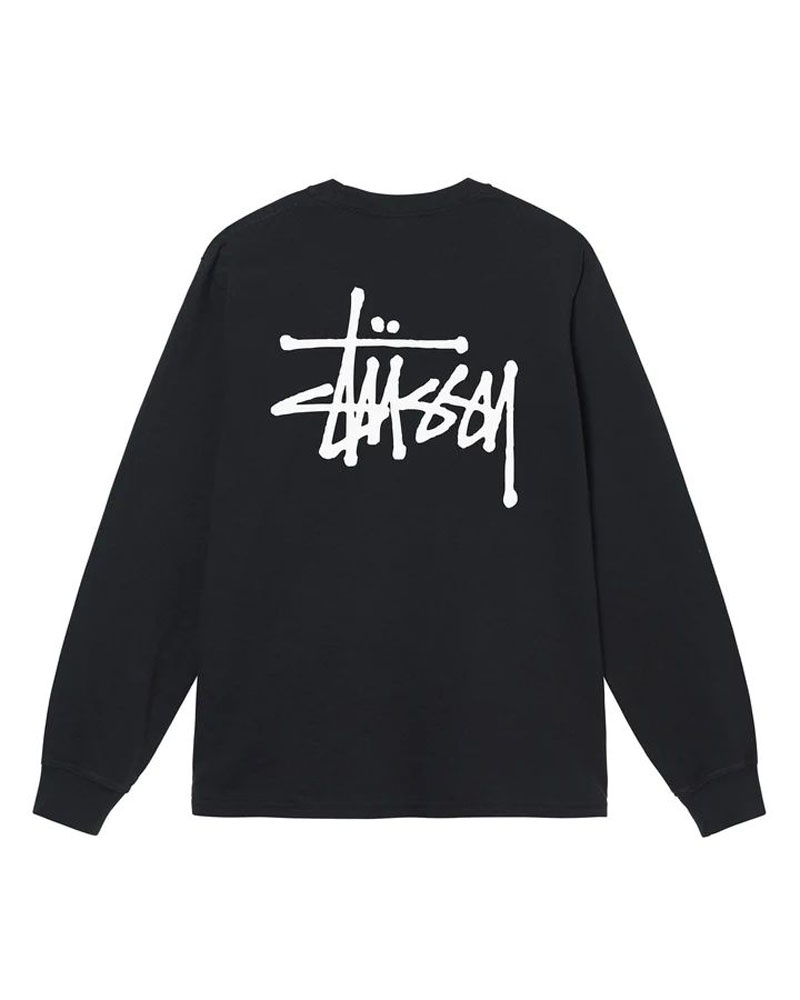 Stüssy Basic Pigment Dyed LS T-shirt Svarta | Sverige 176KLATPW