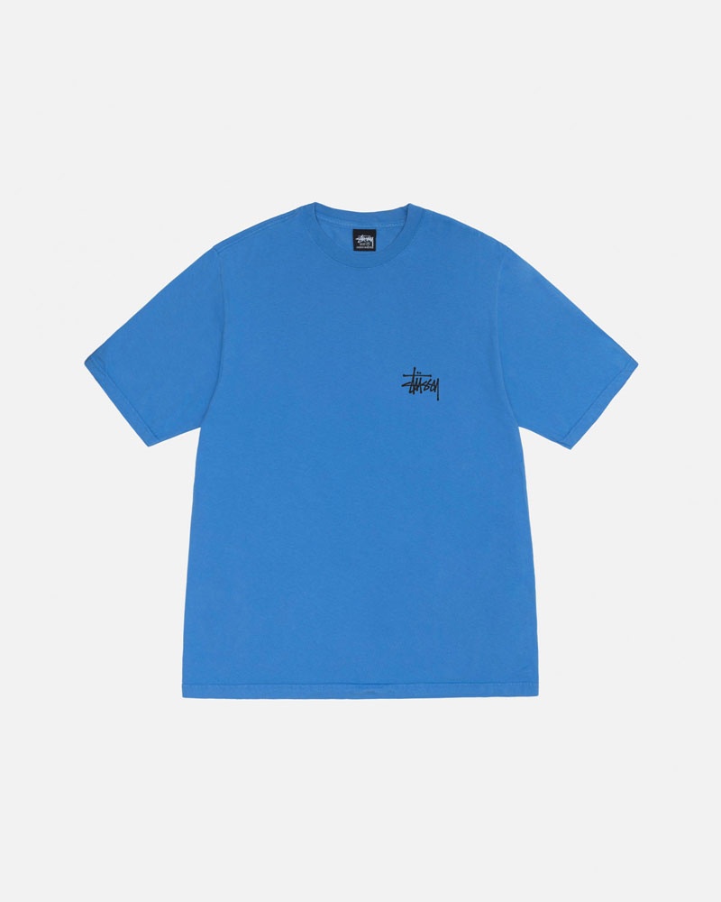 Stüssy Basic Pigment Dyed T-shirt Blå | Sverige 895GUYETD