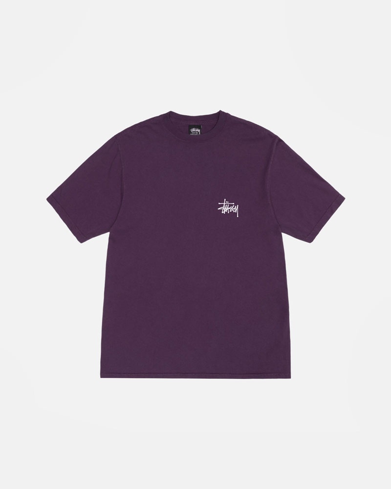 Stüssy Basic Pigment Dyed T-shirt Lila | Sverige 620YDFWOC