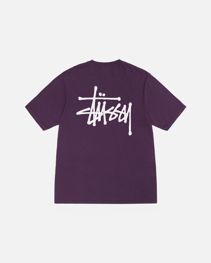 Stüssy Basic Pigment Dyed T-shirt Lila | Sverige 620YDFWOC