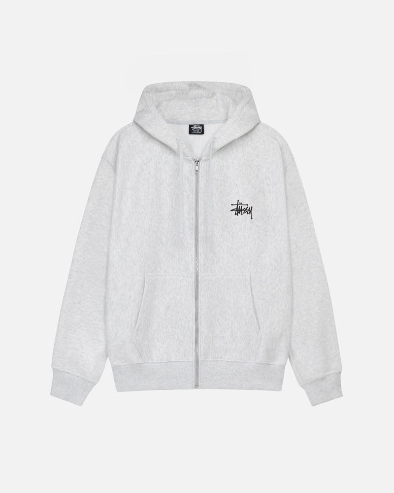 Stüssy Basic Zip Hoodie Grå | Sverige 786LFKORC