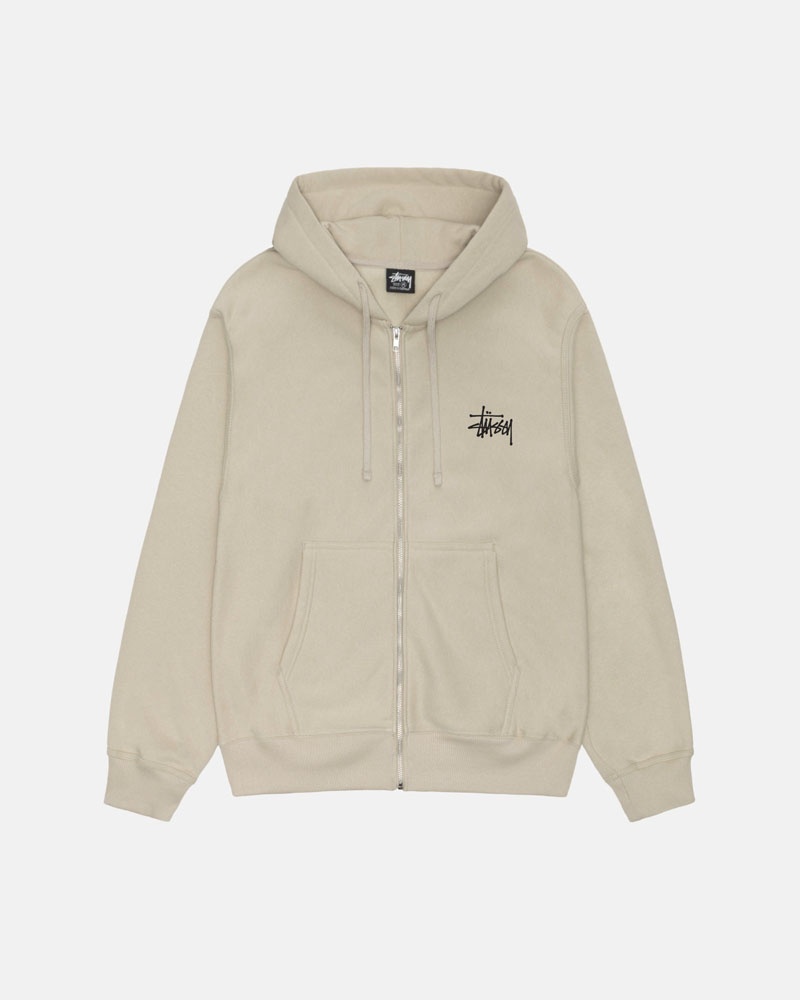 Stüssy Basic Zip Hoodie Khaki | Sverige 756JRCFUM