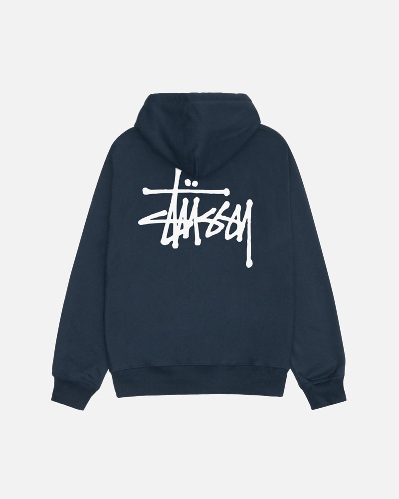 Stüssy Basic Zip Hoodie Marinblå | Sverige 490DJRHGE