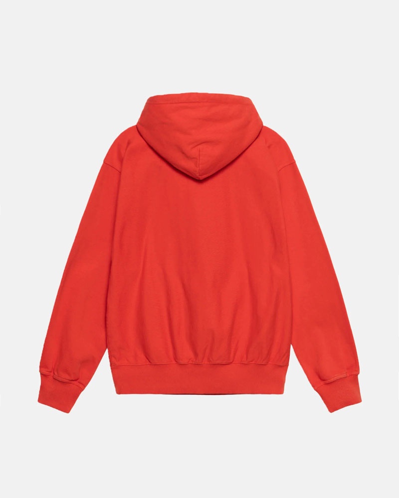 Stüssy Block Sport Pigment Dyed Hoodie Röda | Sverige 129YFACSB