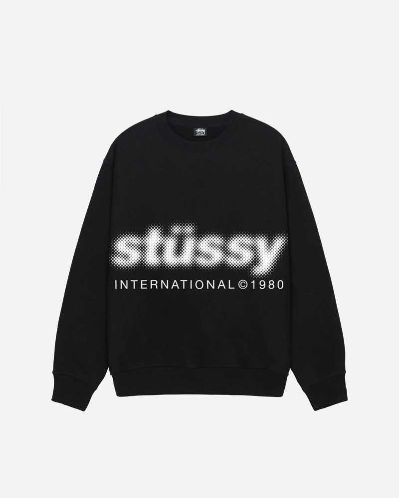 Stüssy Blur Crew Sweatshirt Svarta | Sverige 086QPSOEI