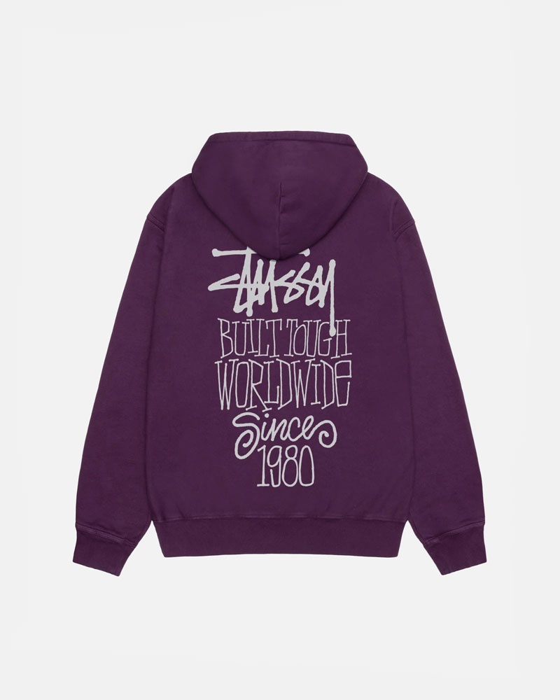 Stüssy Built Tough Pigment Dyed Hoodie Lila | Sverige 102GPBROH