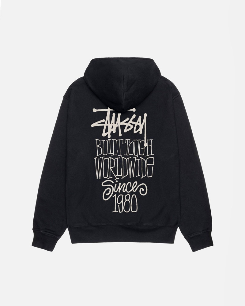 Stüssy Built Tough Pigment Dyed Hoodie Svarta | Sverige 306VCGQZB