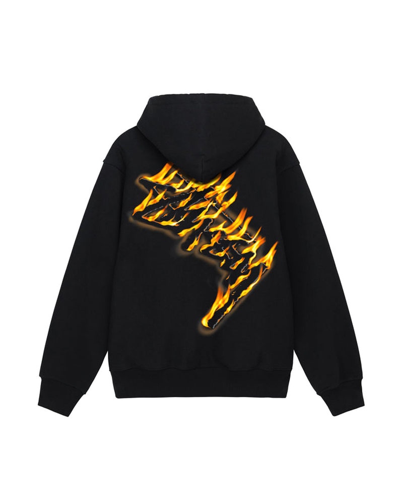 Stüssy Burning Stock Zip Hoodie Svarta | Sverige 419WUGNHT