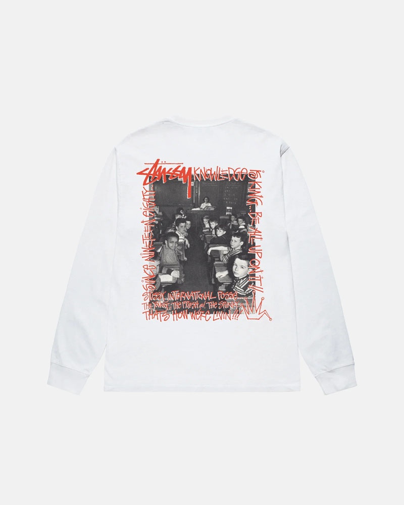 Stüssy Classroom LS T-shirt Vita | Sverige 287UBWAHJ