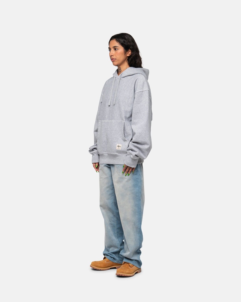 Stüssy Contrast Stitch Label Hoodie Grå | Sverige 902THPOUF