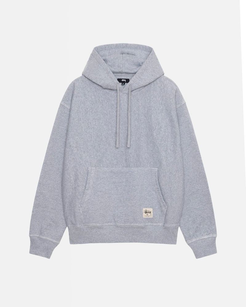 Stüssy Contrast Stitch Label Hoodie Grå | Sverige 902THPOUF