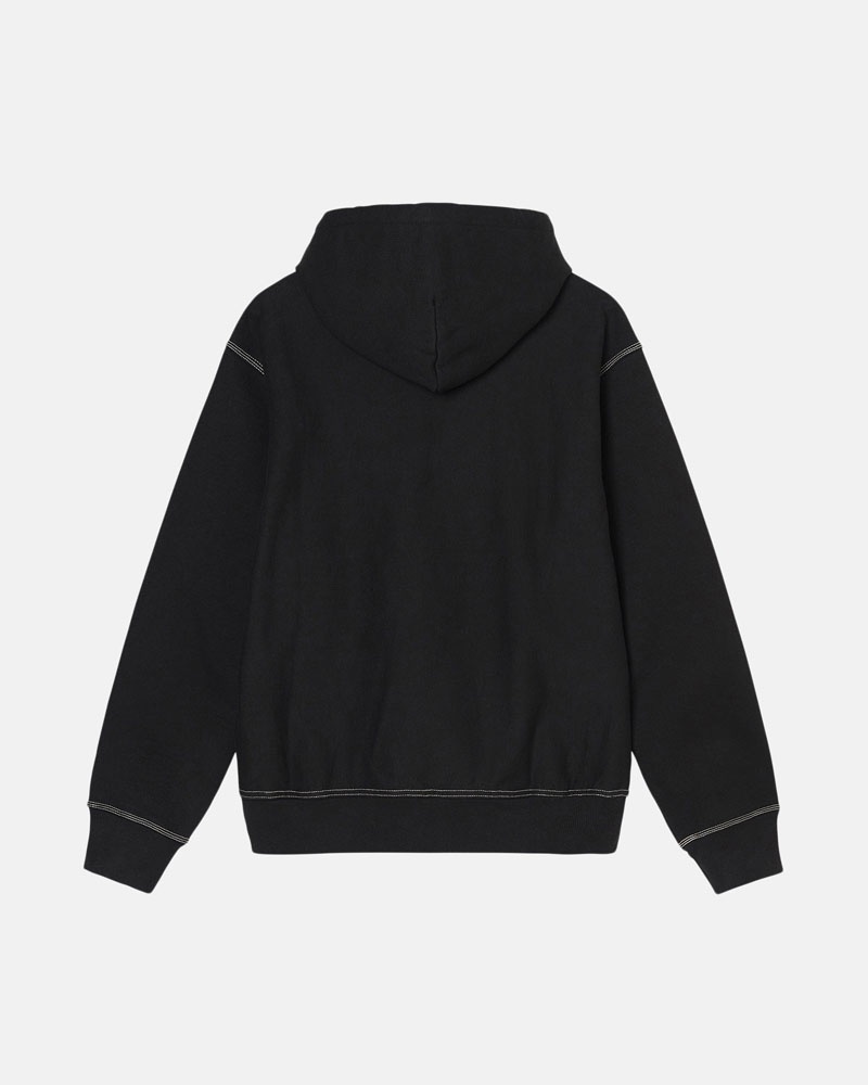 Stüssy Contrast Stitch Label Hoodie Svarta | Sverige 063BDCOGV