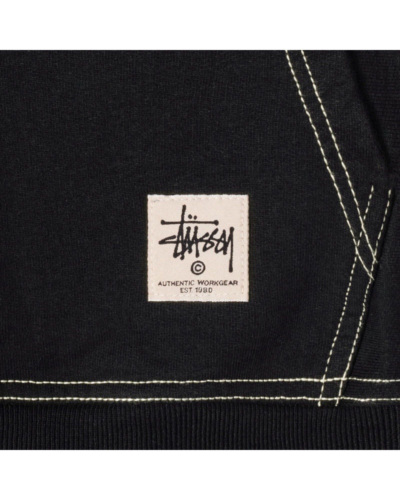 Stüssy Contrast Stitch Label Hoodie Svarta | Sverige 063BDCOGV