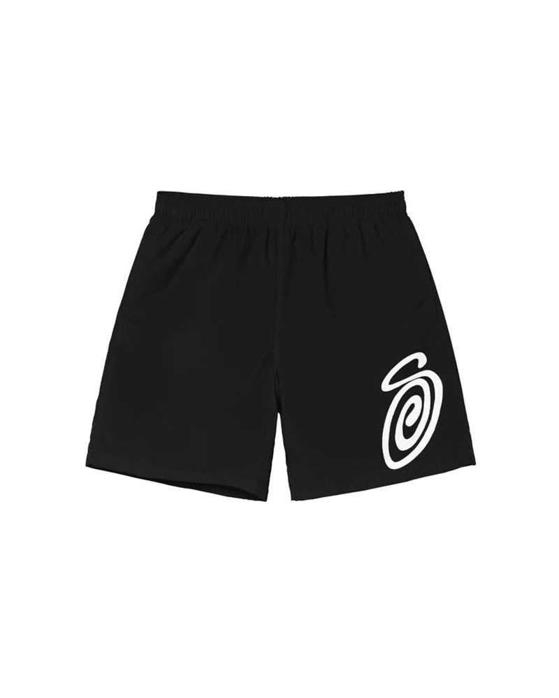 Stüssy Curly S Vatten Shorts Svarta | Sverige 329SETONM