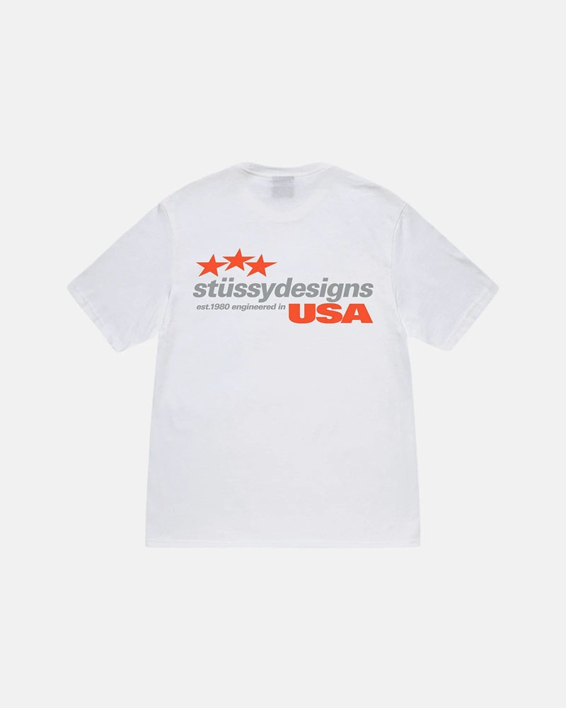 Stüssy Designs Usa T-shirt Vita | Sverige 623XOKVPM