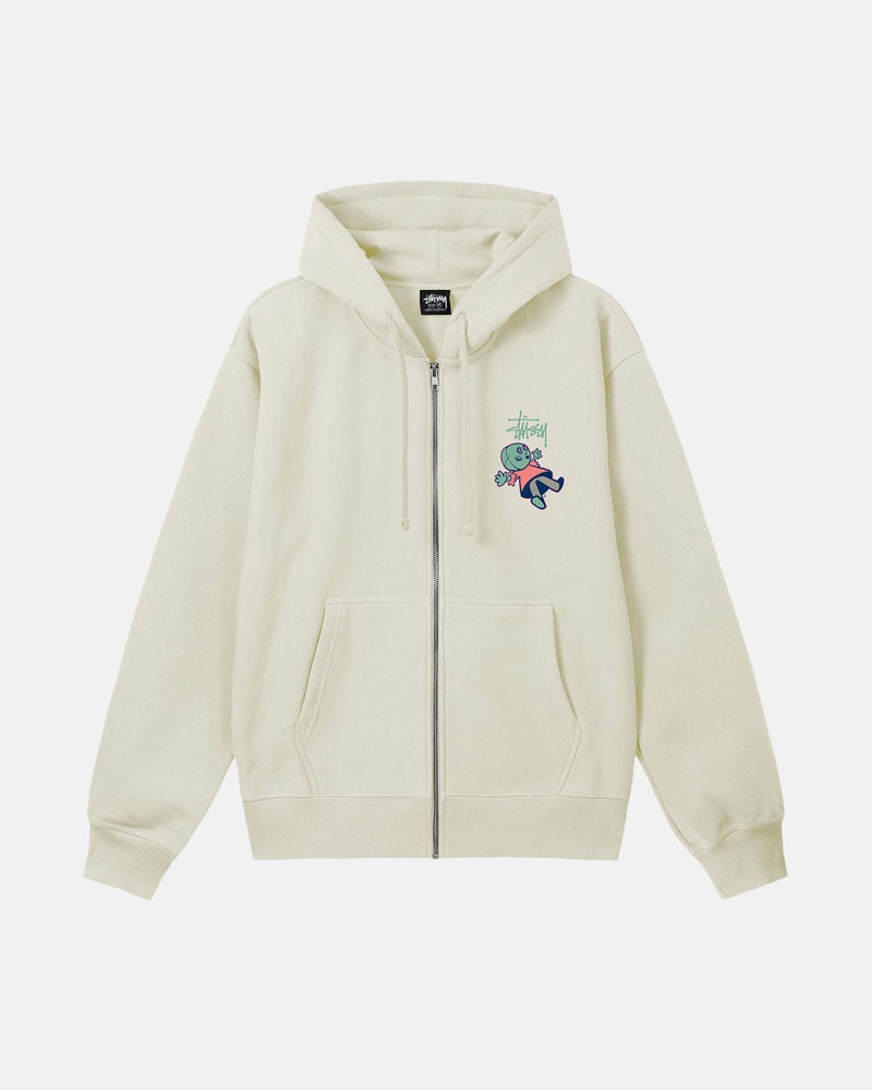 Stüssy Dollie Zip Hoodie Beige | Sverige 284GWOBDY