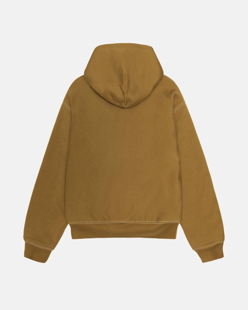 Stüssy Double Face Label Zip Hoodie Olivgröna | Sverige 261HPJIRS