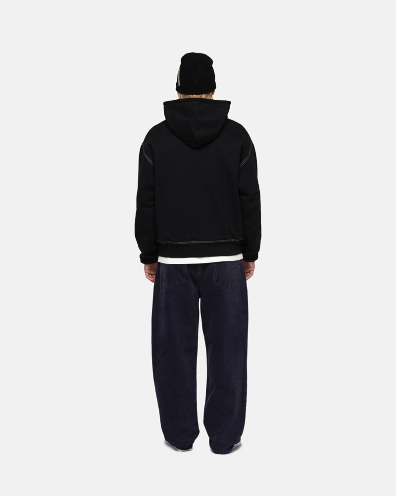 Stüssy Double Face Label Zip Hoodie Svarta | Sverige 857GSXQFI