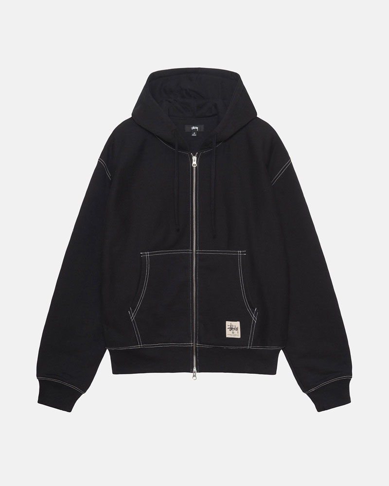 Stüssy Double Face Label Zip Hoodie Svarta | Sverige 857GSXQFI