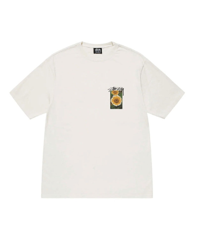 Stüssy Flower Grid Pigment Dyed T-shirt Svarta | Sverige 896JQFXLP