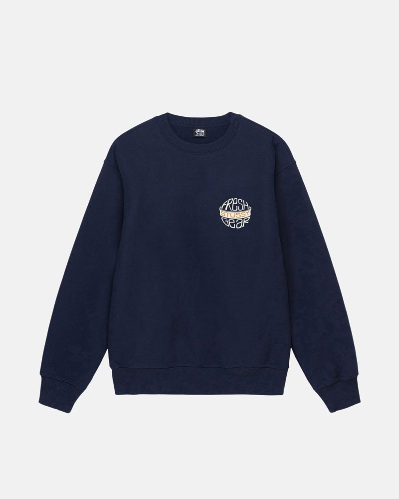 Stüssy Fresh Gear Crew Sweatshirt Blå | Sverige 257WJNOLY