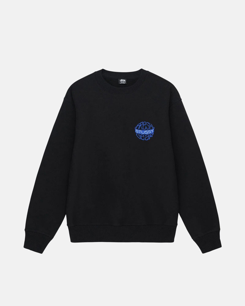 Stüssy Fresh Gear Crew Sweatshirt Svarta | Sverige 157IRWMTS