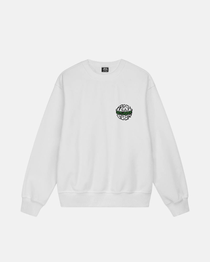 Stüssy Fresh Gear Crew Sweatshirt Vita | Sverige 612ILAMOS