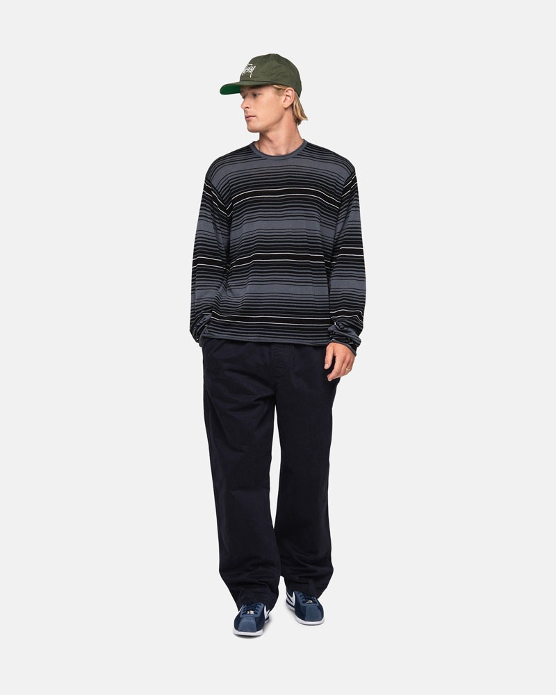 Stüssy Horizontal Stripe Tröja Grå | Sverige 785VJBSIG