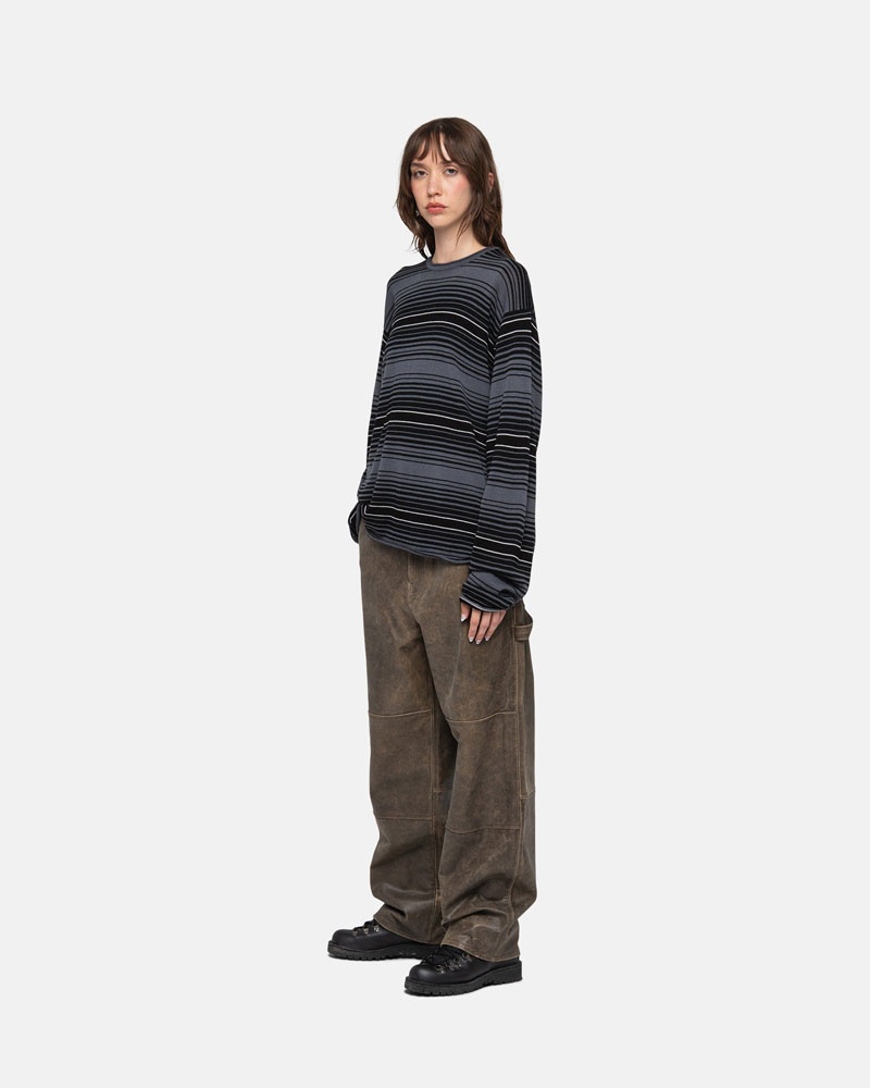 Stüssy Horizontal Stripe Tröja Grå | Sverige 785VJBSIG