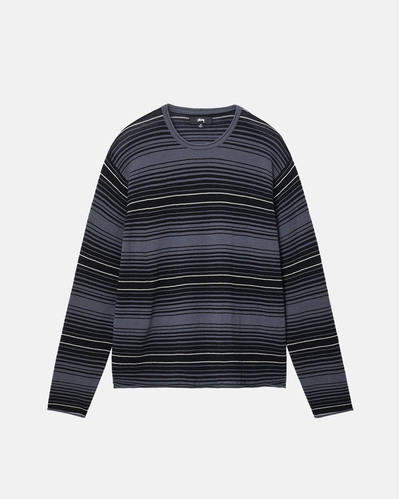 Stüssy Horizontal Stripe Tröja Grå | Sverige 785VJBSIG