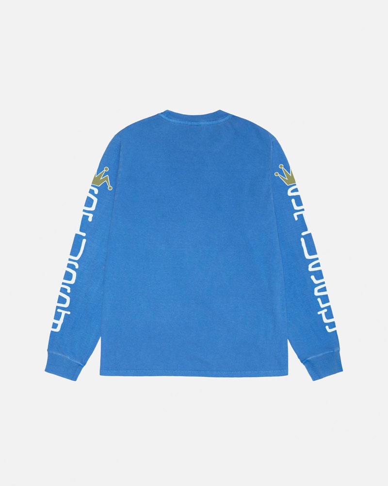 Stüssy Jumbo LS Pigment Dyed T-shirt Blå | Sverige 679KOFPXH