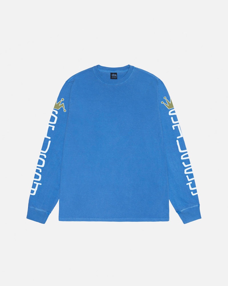 Stüssy Jumbo LS Pigment Dyed T-shirt Blå | Sverige 679KOFPXH